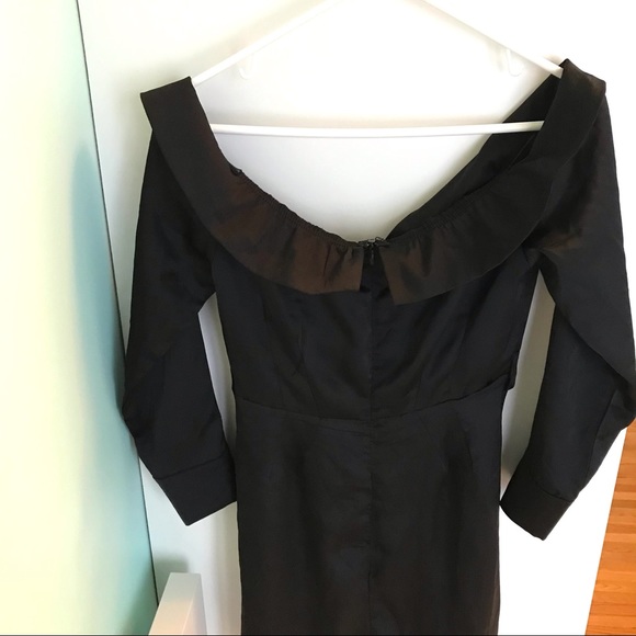 🎀NWT Missguided Satin Bardot Tie Dress in Black MISSING BELT Size 8 - Picture 8 of 14